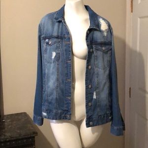 Ripped denim jean jacket size S